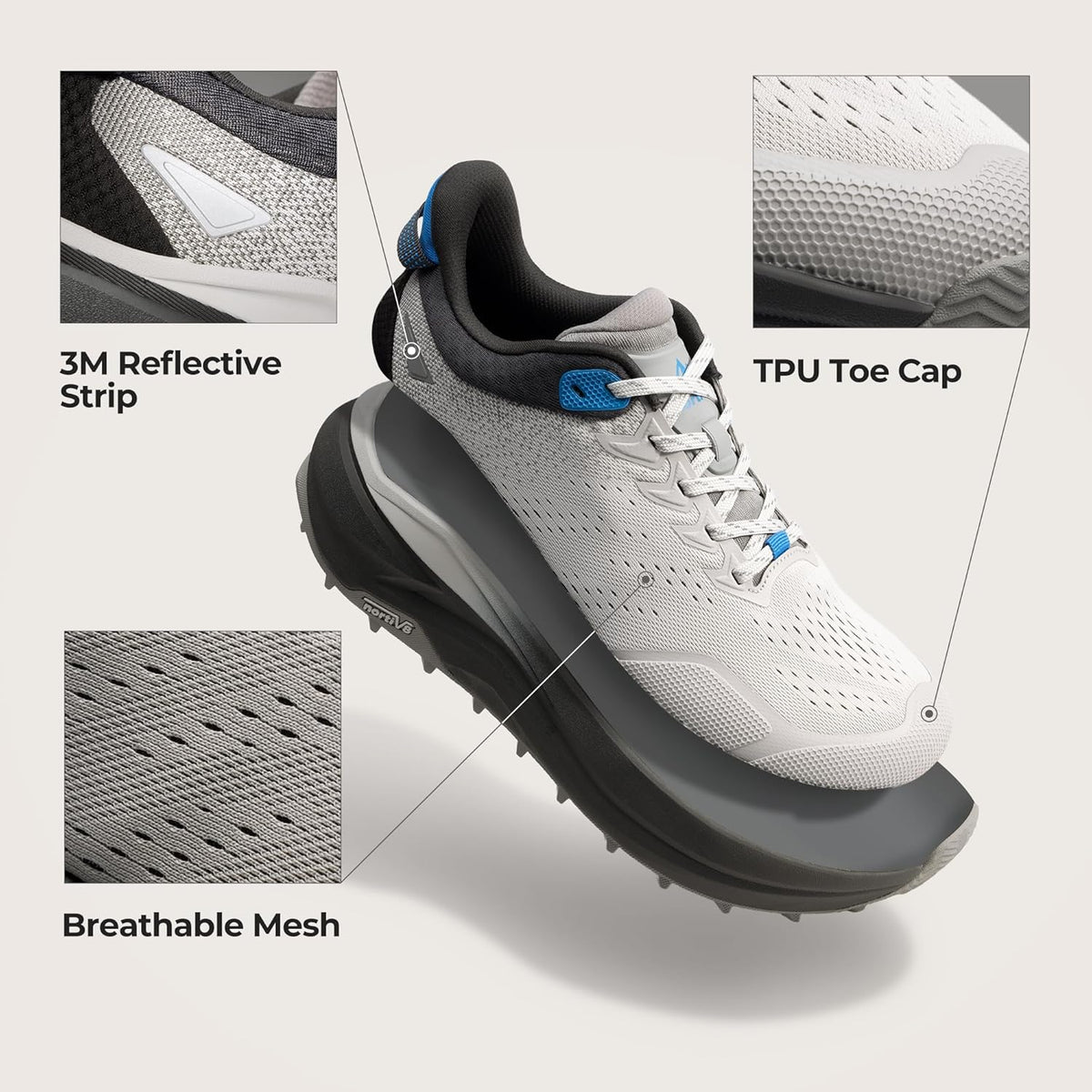 NORTIV 8 Men's Wide Toe Box Trail Running Shoes Cushion Walking Barefoot Tennis Workout Gym Cross Training Shoe Fashion Sneakers for Plantar Fasciitis Bunion