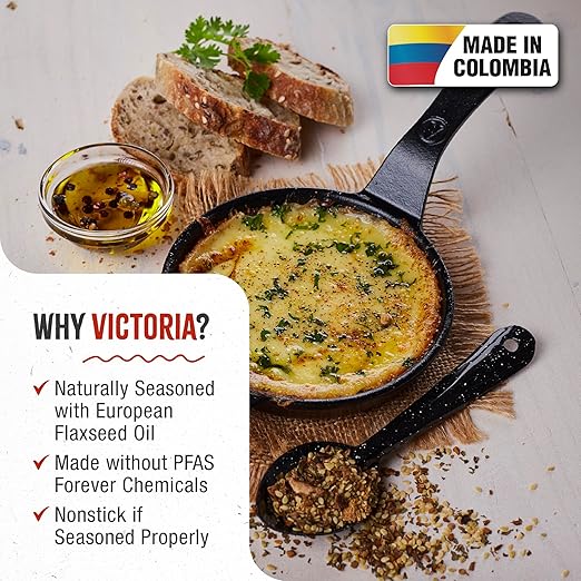 Victoria 4-Inch Cast Iron Skillet, Pre-Seasoned Cast Iron Frying Pan with Long Handle, Made in Colombia