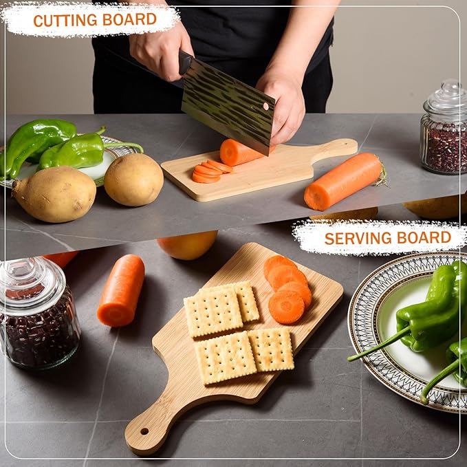 AWIZOM 6 Pcs Thicken Bamboo Cutting Board Bulk 11x5 Inch Personalized Wood Chopping Board Customized Laser Engraving Charcuterie Boards for Wedding Mother's Day Housewarming Present,0.39" Thick