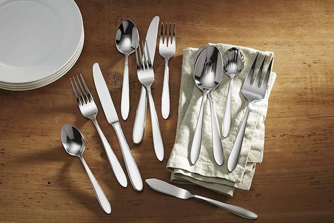 Oneida B336045A Mooncrest 45-Piece Flatware Set, Service for 8,Silver,45 Piece