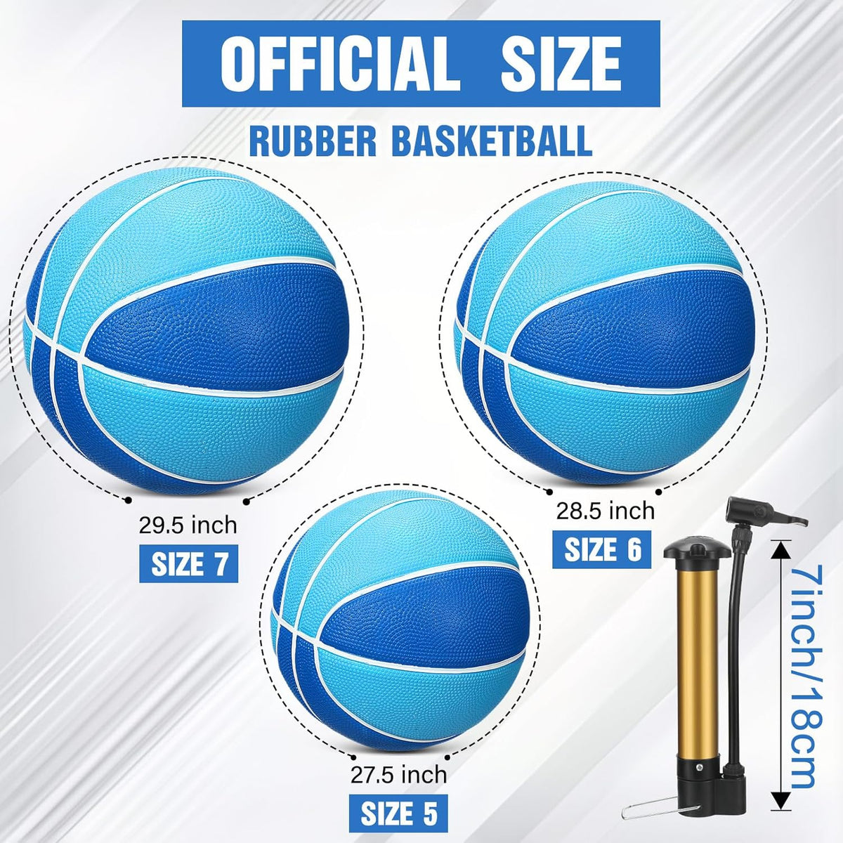 Jenaai 6 Pcs Rubber Basketballs Official Size Bulk Streetballs Multicolor Basket Balls with Pump Plain Basketball Set for Adult Youth Gifts Indoor Outdoor Training Games