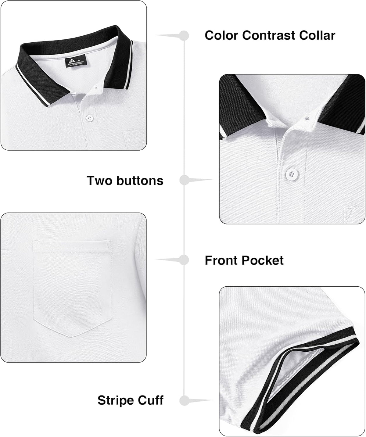 ZITY 3 Pack Men Polo Shirts Short Sleeve with Pocket Sport Wicking Shirts for Men Casual Athletic Collared T-Shirts
