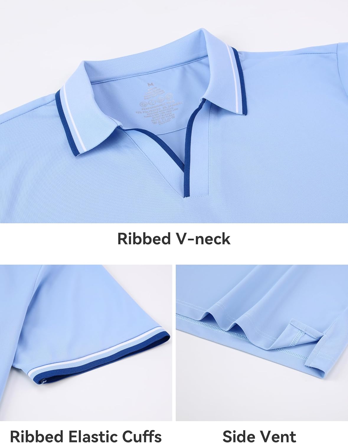 Esabel.C Jacquard Golf Shirts for Men Moisture Wicking Short Sleeve Performance Dry Fit Active Mens Polo Shirts