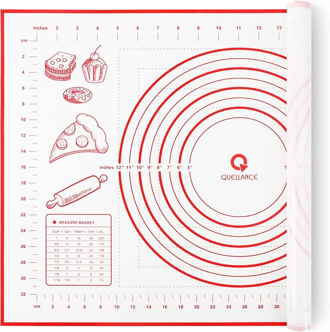 Silicone Pastry Baking Mat Dough - 16x24Inch Large Non Stick Slip Cookie Bread Rolling Mats Sheet, Kitchen Counter Kneading Cooking Board Pad Matt with Measurement for Pie Pizza Cookies Fondant Making