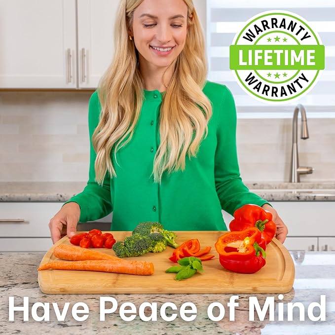 Greener Chef 20 Inch Bamboo Cutting Board Featuring Super-Sized Glue-Free Surface™ – Heavy Duty Butcher Block for Safe Meal Prep, Chopping & Carving with Lifetime Replacements