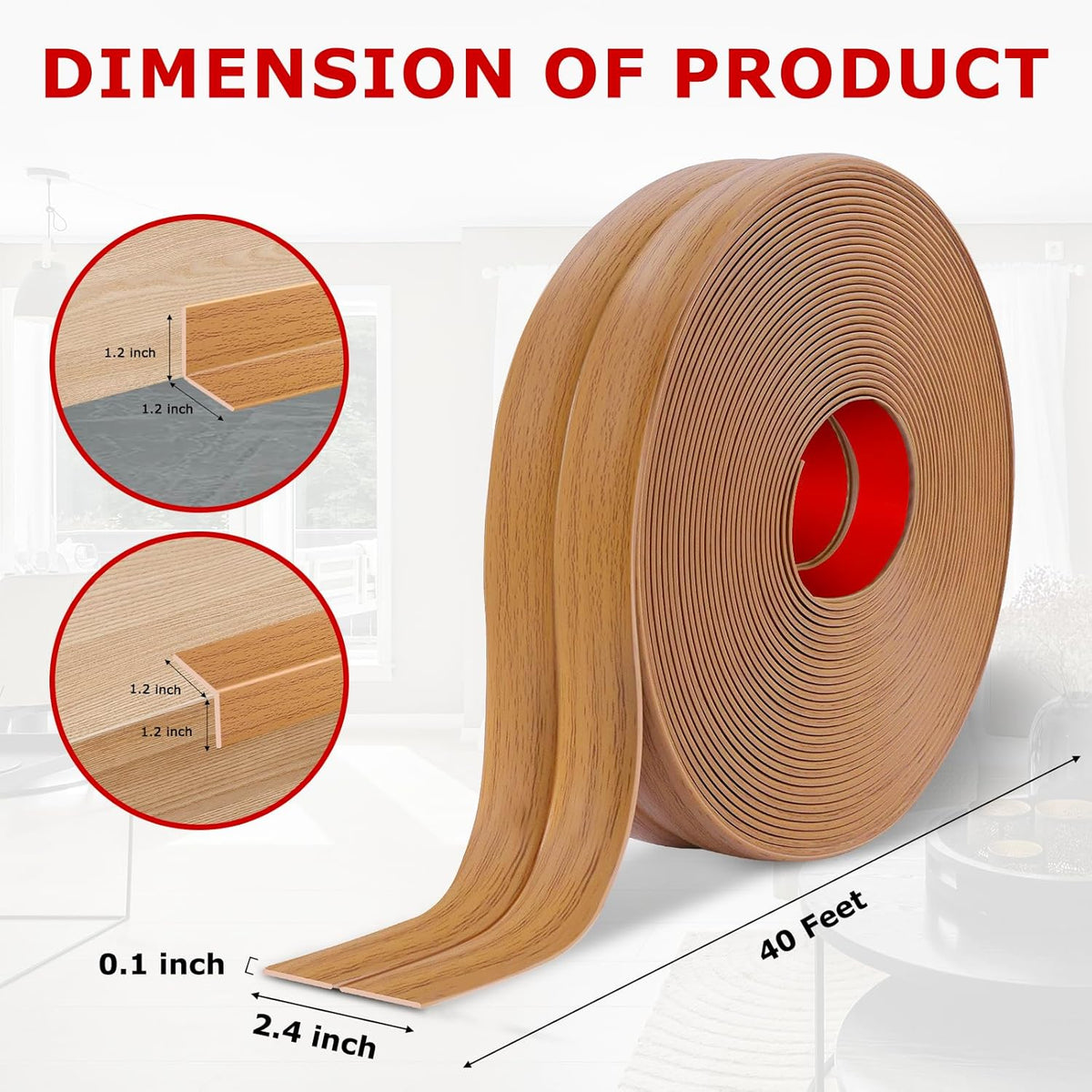 Flexible Wall Corner Protector Moulding Trim Peel and Stick Wall Corner Guards Edge Protector Self Adhesive Molding Trim Strip for Edge Ceiling (Light Brown Wood Grain, 2.4 in x 40 Ft)