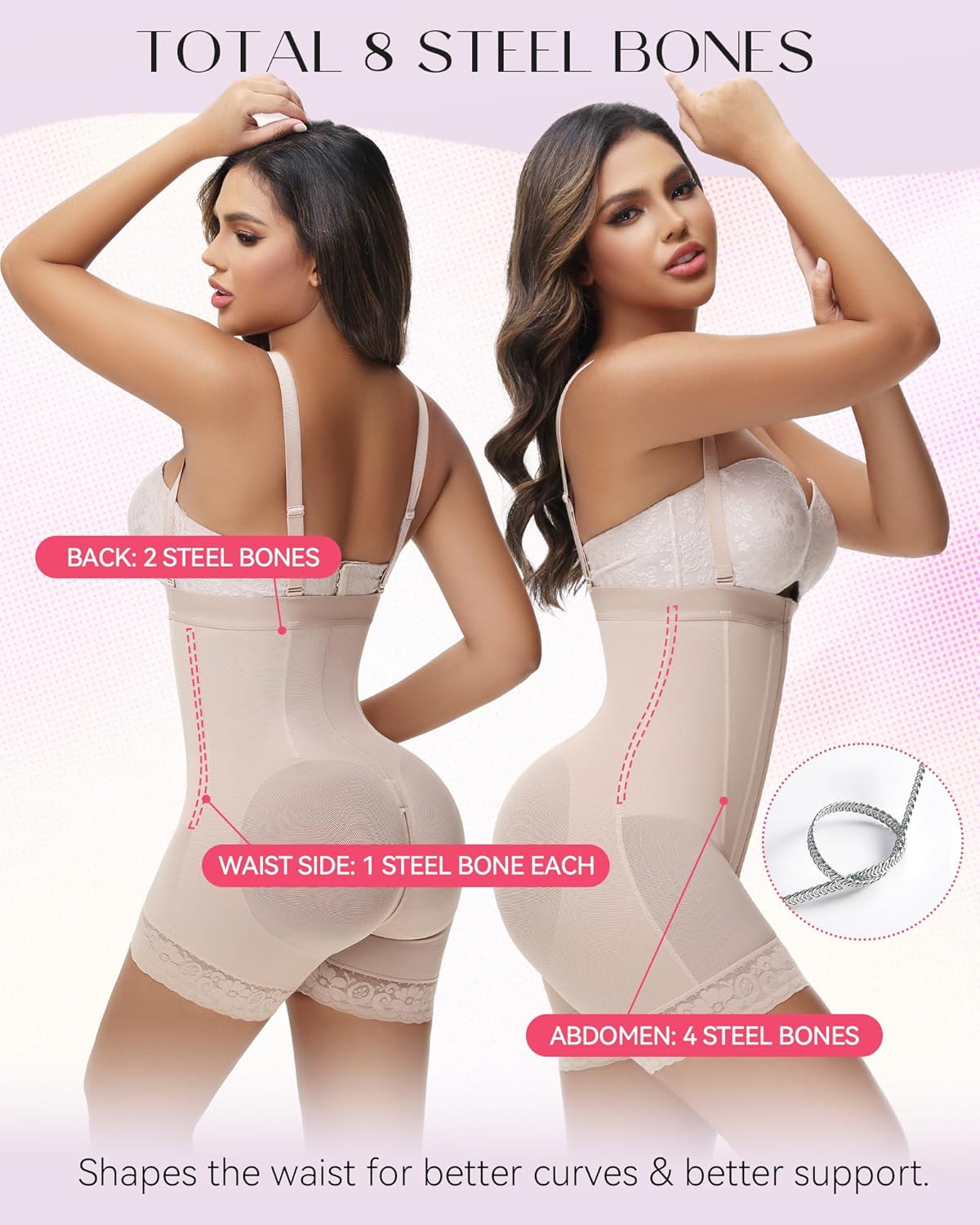 SHAPSHE Faja Colombianas Moldeadoras Body Shaper Strapless Shapewear Stage High Compression Garment Butt Lifter Tummy Control