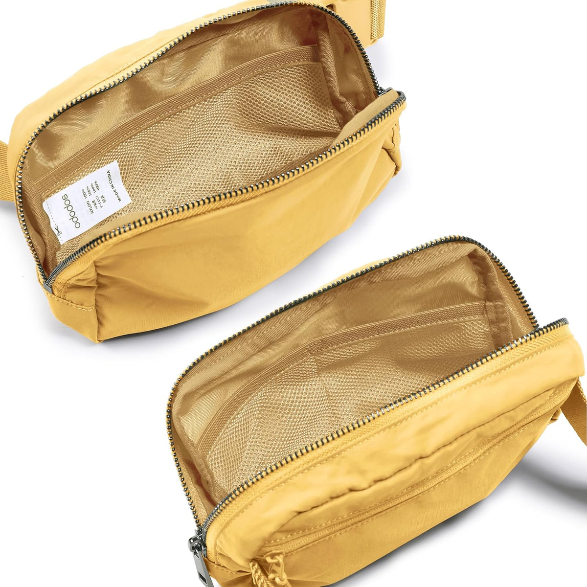 ODODOS Unisex Mini Belt Bag with Adjustable Strap Small Fanny Pack for Workout Running Traveling Hiking, Buff Yellow