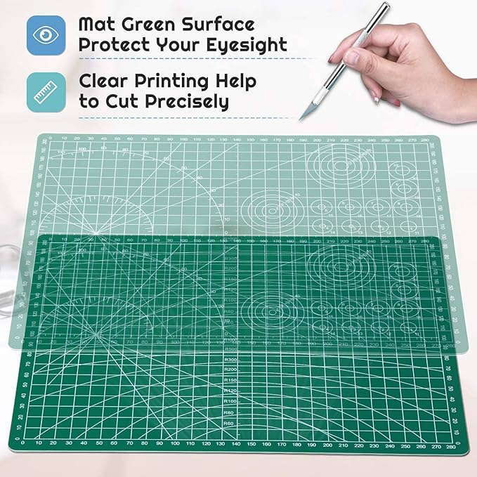 anezus Self Healing Sewing Mat, Rotary Cutting Mat Double Sided 5-Ply Craft Cutting Board for Sewing Crafts Hobby Fabric Precision Scrapbooking Project 9inch x 12inch(A4)