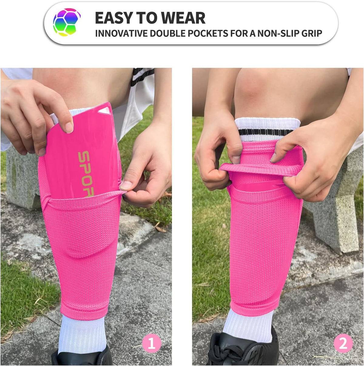 Kids Youth Soccer Shin Guards with Sleeves, Slip in Shinguards Soccer Shin Pads for 3-15 Years Old Boys Girls Child Teens