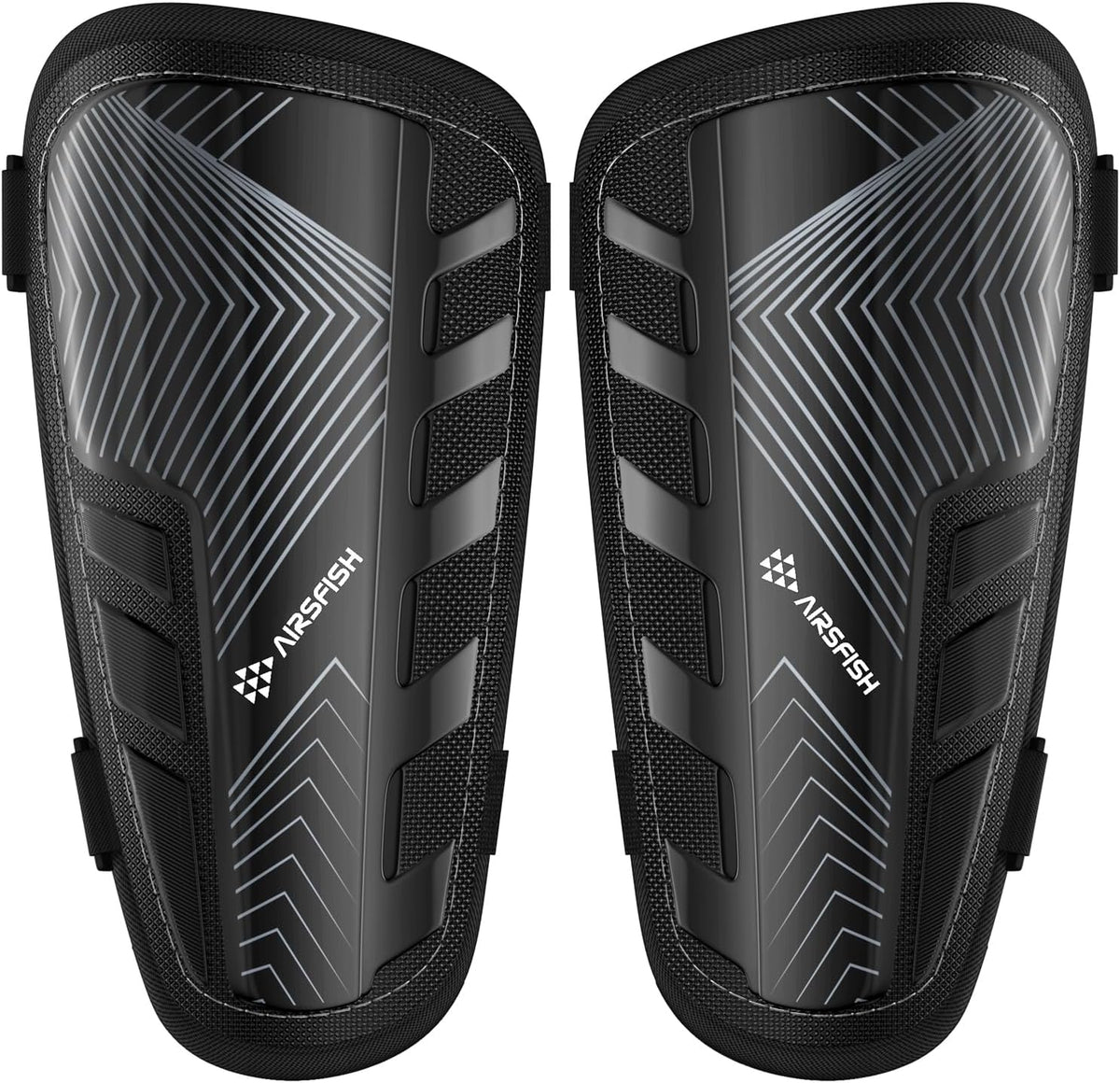 Shin Guards Soccer Kids Youth, CE Certified Airsfish Shin Guard Protection Gear for 2-18 Years Old Boys Girls Teenagers High Impact Resistant Breathable Comfortable 1 Pair 4 Sizes