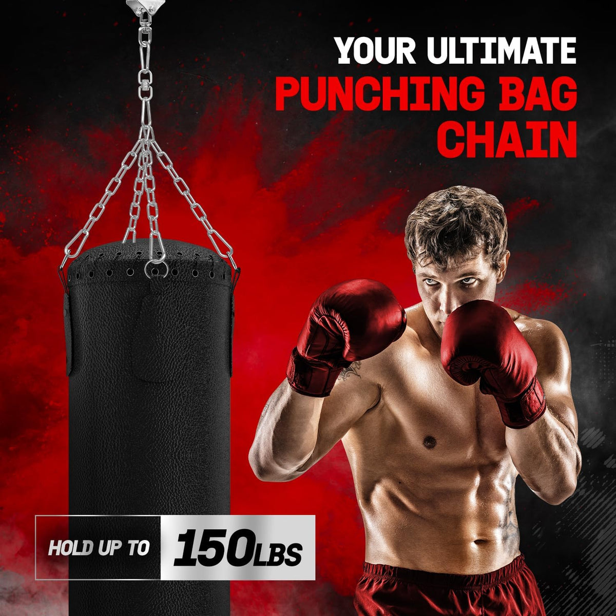 Yes4All Punching Bag Hanger, Stainless Steel Swivel Chain with 4 Snap Hooks for Heavy Bag, Gym Swing, Trapeze, and Hammock