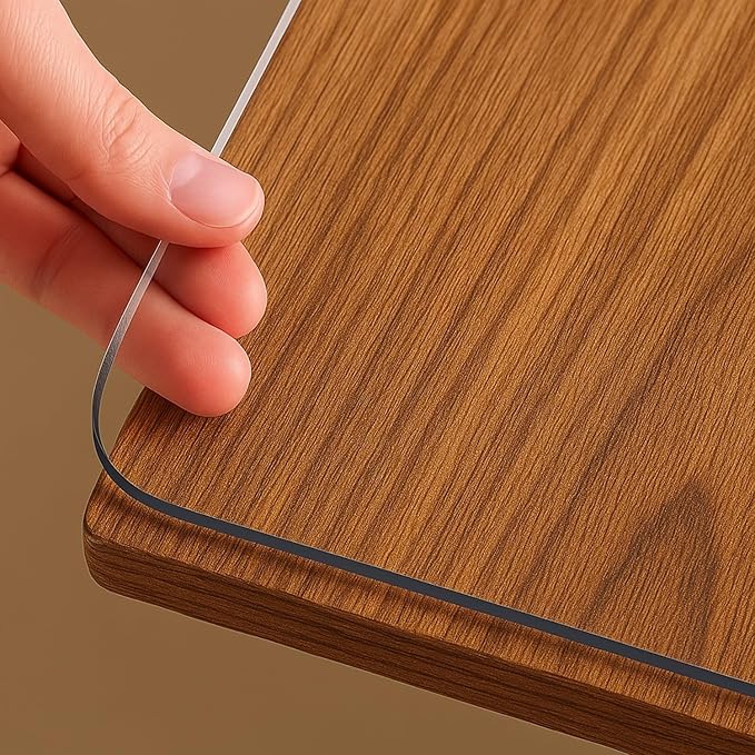 NECAUX 12 x 16 Inch 1.5mm Thick Clear Table Protector, Plastic Tablecloth PVC Waterproof Table Cover Protector Vinyl Desk Pad Mat for Coffee Table End Table Night Stand Dresser Vanity Makeup Decor