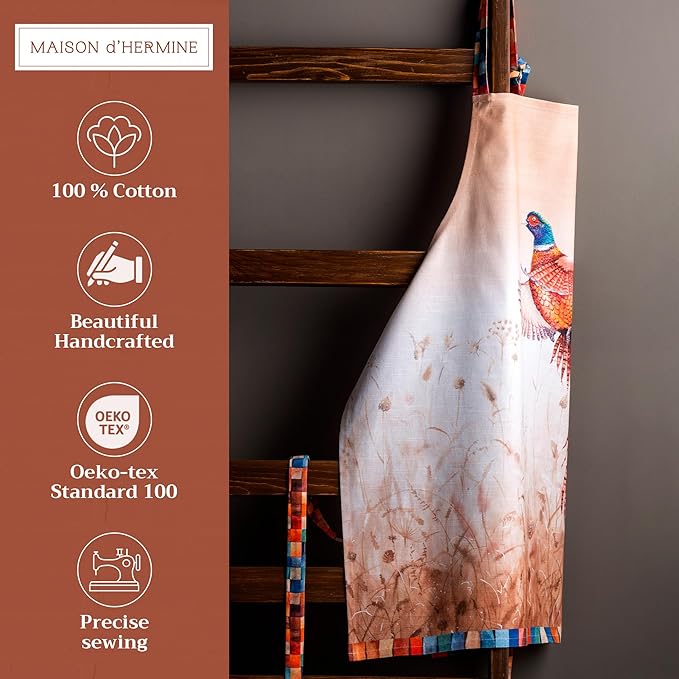 Maison d' Hermine 100% Cotton Apron for women with Pocket Kitchen Chef Apron for Men Cooking Mothers Day Gifts