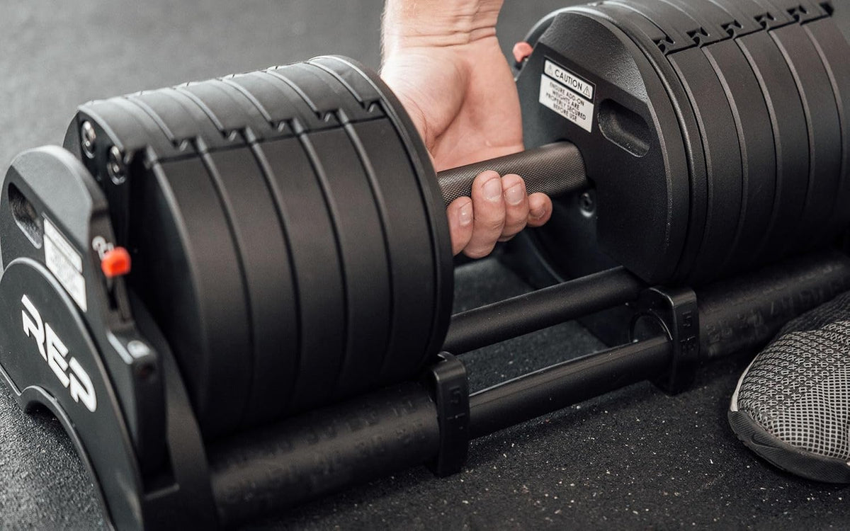 Rep Fitness Quickdraw Adjustable Dumbbells, Multiple weight ranges available including: 5-30, 5-40,5-50 and 5-60 lbs