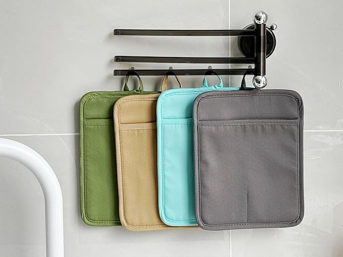 Oven Pot Holder with Pocket Cotton Heat Resistant Coaster Potholder Kitchen Hot Pad Oven Mitts for Cooking and Baking Square 7"x9" (Orange, Silicone)