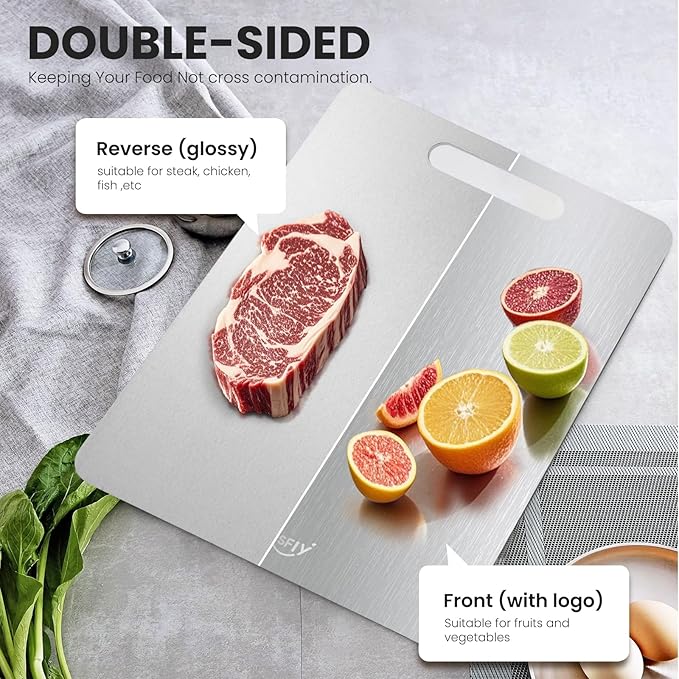 3 Pack Titanium Cutting Board, 100% Pure Titanium Cutting Boards For Kitchen, Dishwasher Safe, Easy to Clean, Double-sided Food-grade Cutting Board For Meats, Fruits And Vegetables (3 Pack)