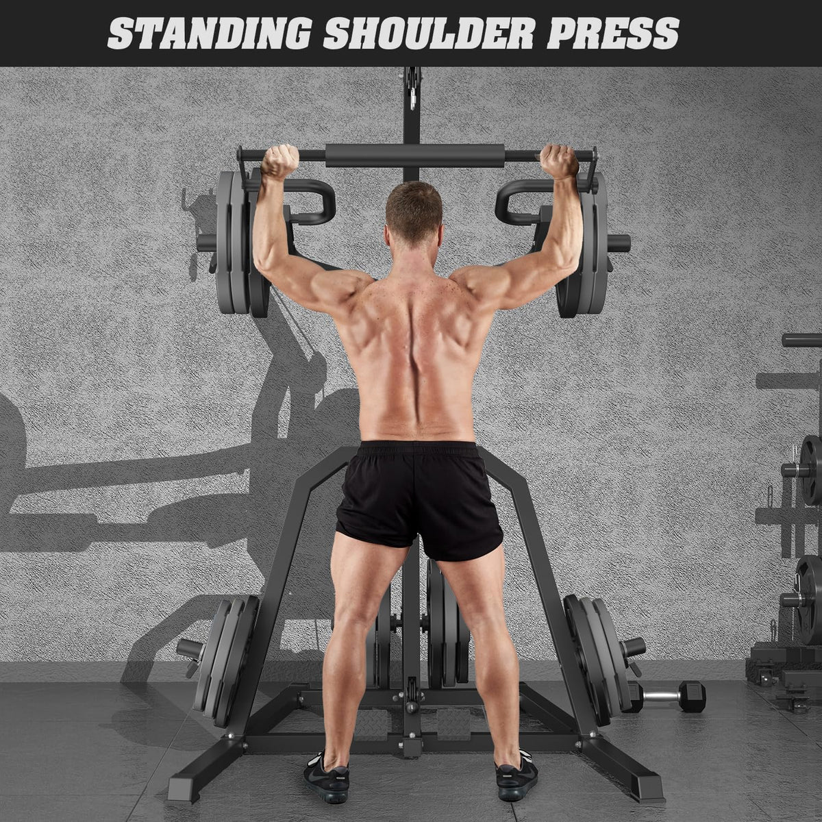 DONOW Leverage Gym Power Rack Squat Rack Lever Gym with LAT Low Row System Home Gym System Workout Station 2:1 Ratio (Without Weight Plates)