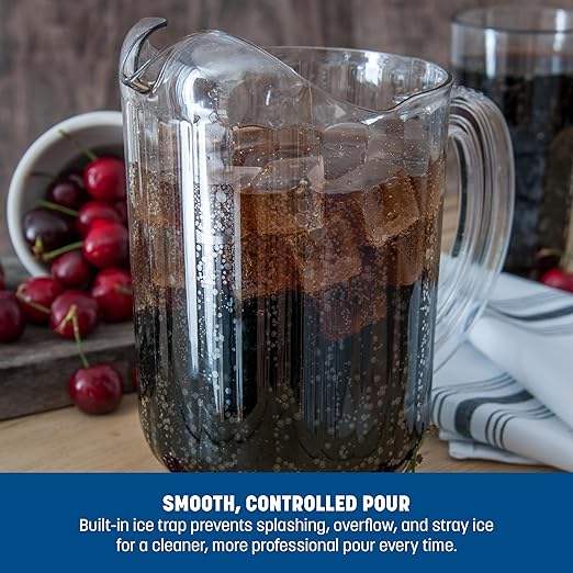 Carlisle FoodService Products Versapour Clear Pitcher Tall Pitcher for Kitchens, Restaurants, and Catering, Plastic, 60 Ounces, Clear