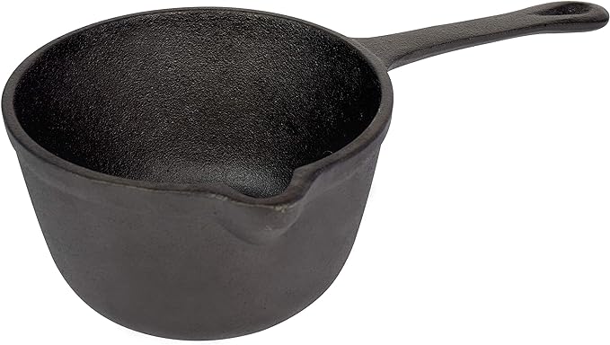 Jim Beam JB0204 Pre-Seasoned Heavy Duty Construction Cast Iron Basting Pot for Grilling and Oven, Large, Black