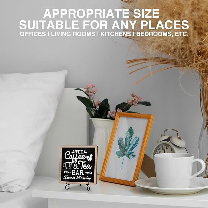Coffee & Tea Bar Decor Signs & Table Decor, Tea Station Accessories, Themed Gifts - Wooden Desk Decor (H26)