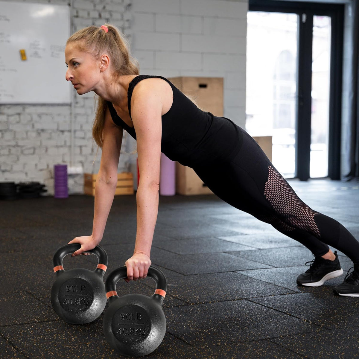 Cast Iron Kettlebell Weights for Home Gym, Heavy Duty Strength Training, Workout Equipment for HIIT, Functional Fitness