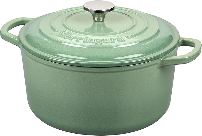 VORRINGARD Enameled Cast Iron Dutch Oven Pot with Lid, for Sourdough Bread Baking, Round Dutch Ovens, 6 Quart, Sage green