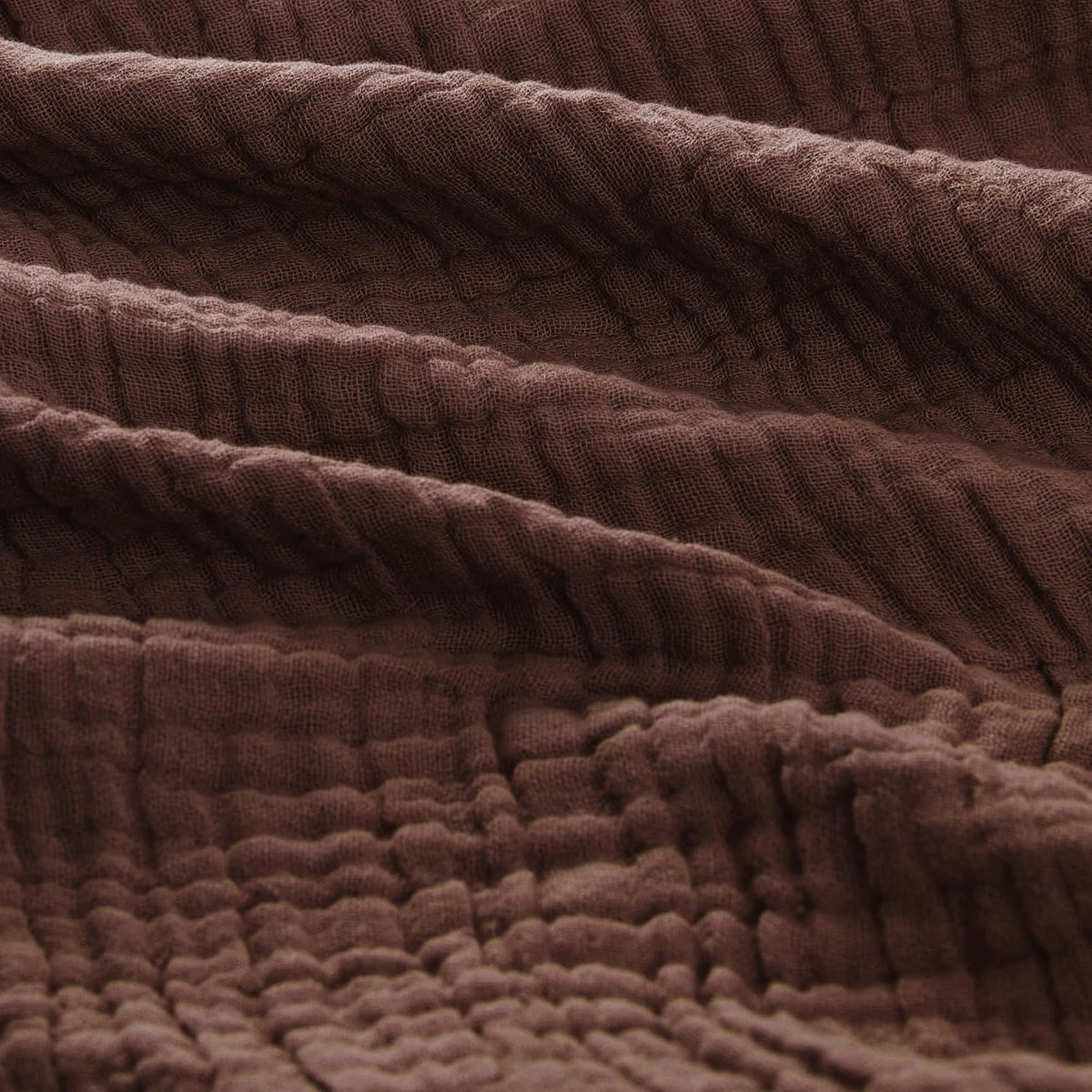 Carriediosa 100% Cotton Muslin Throw Blanket 90" X 90" Queen Size，4-Layers Summer Gauze Throws for Bed Couch，Soft Lightweight Breathable Linen Blankets Bedspread for Adults All Season，Dark Brown