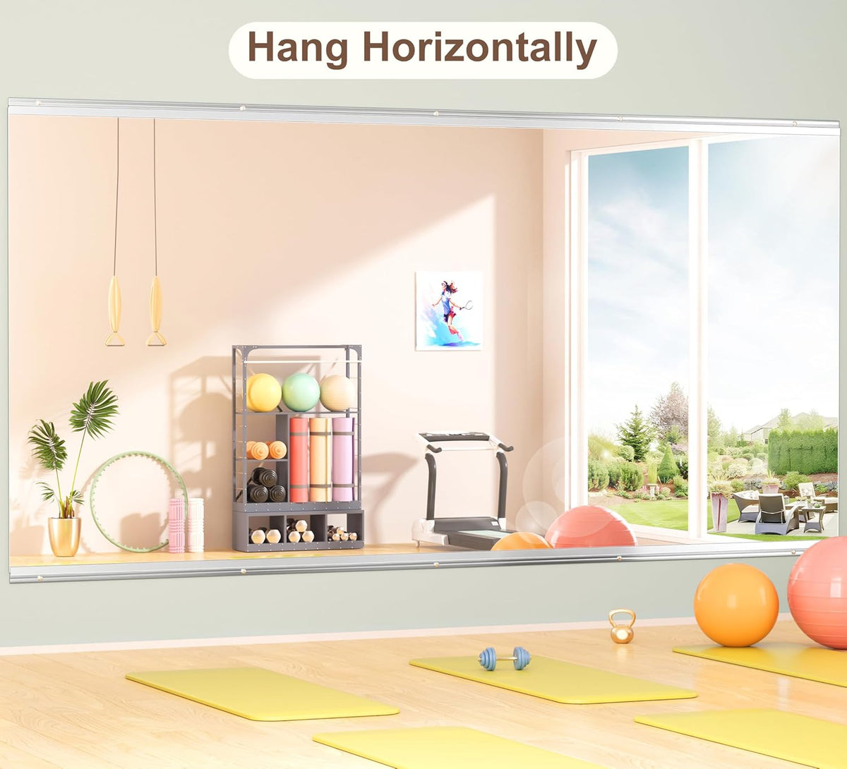 Hasipu Home Gym Mirror 83" L x 39" W - 1PC Large Full Body Mirror for Yoga, Wall-Mounted Mirrors for Fitness, Garage, Dance Studio, 0.16in Tempered Glass Frameless