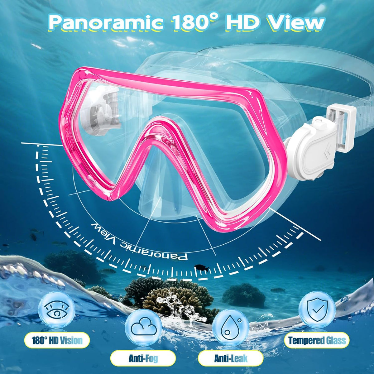 Snorkeling Gear for Kids, Kids Snorkel Set for Ages 3-14, Anti-Fog Diving Mask and Dry Top Snorkel Combo Set, Unisex Swimming Goggles