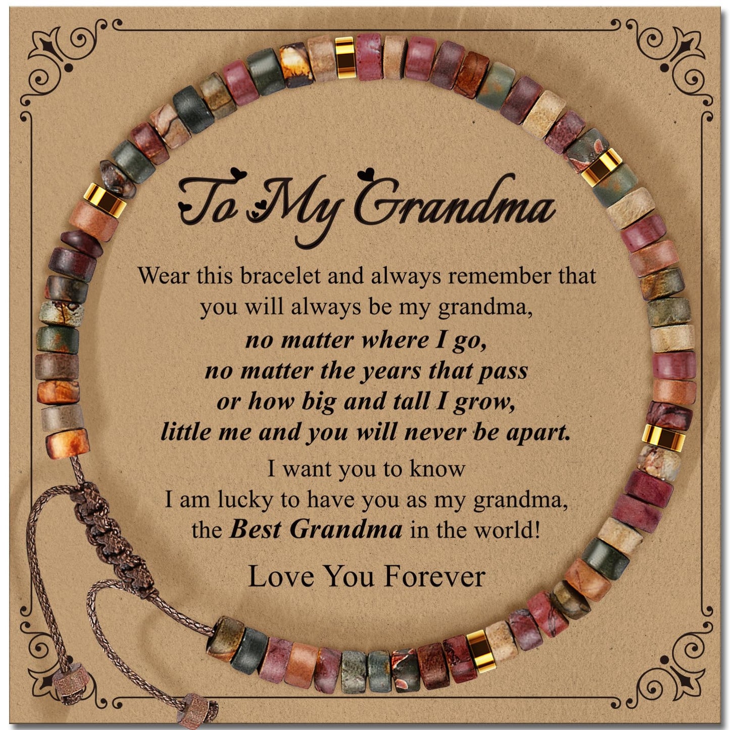 ZOKCC Mohters Day Bracelet Gifts for Grandma Healing Natural Stone Beads Bracelets - Inspirational Christmas Birthday Gifts for Grandma from Granddaughter Grandson