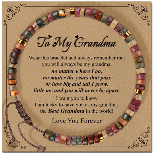 ZOKCC Mohters Day Bracelet Gifts for Grandma Healing Natural Stone Beads Bracelets - Inspirational Christmas Birthday Gifts for Grandma from Granddaughter Grandson