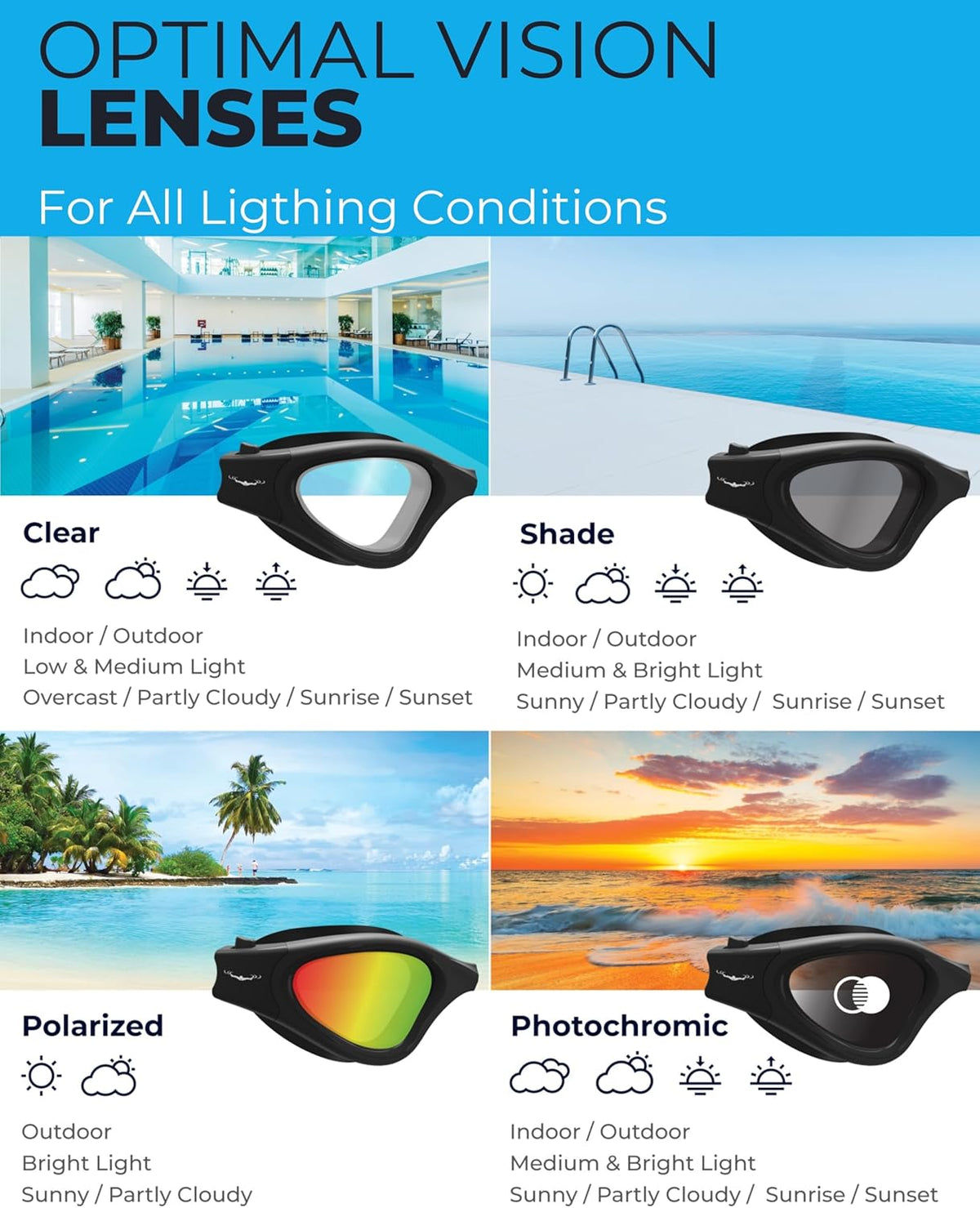 AqtivAqua Swimming Goggles, DX Wide View Swim Goggles for Adult Men Women, Anti Fog No Leaking