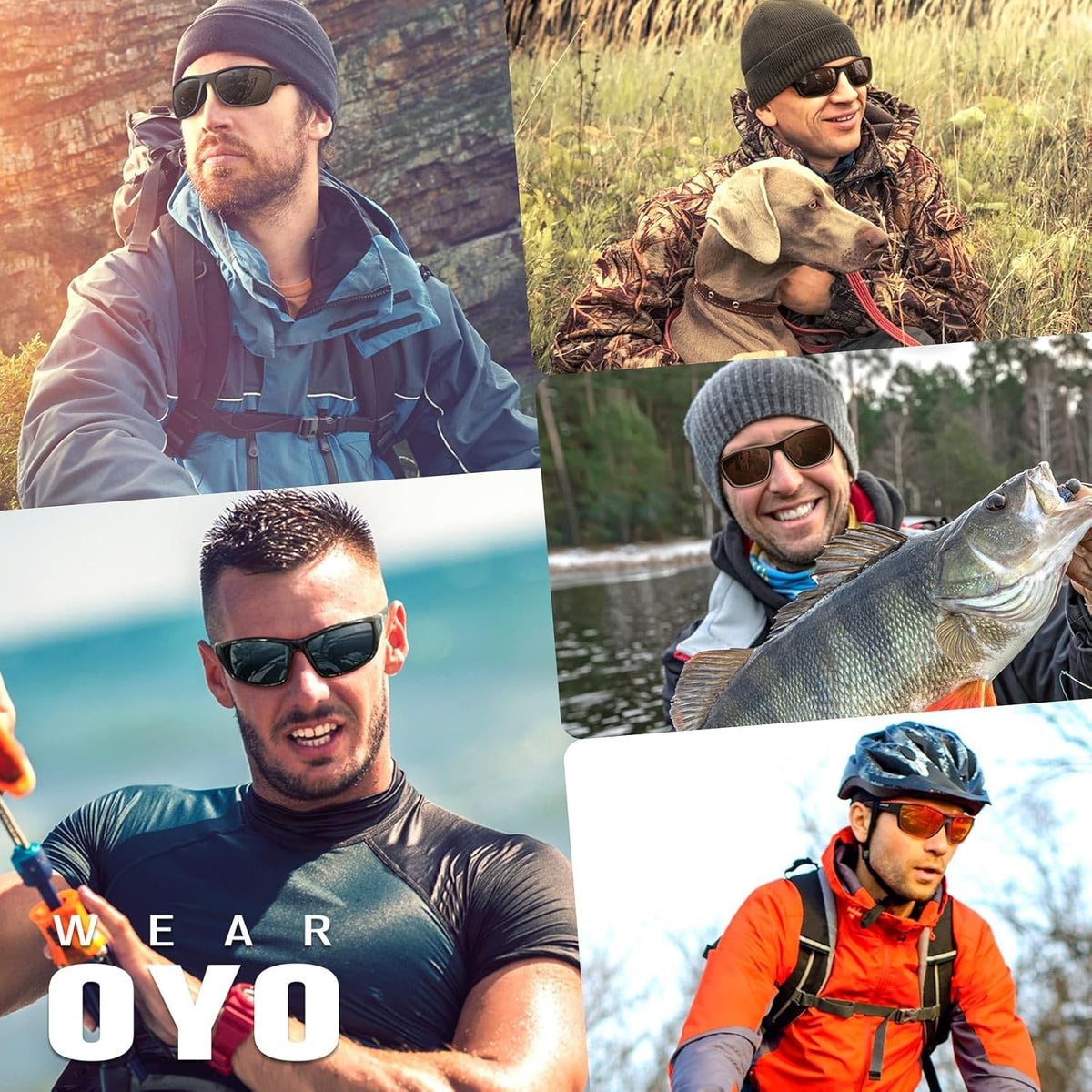 Polarized Sports Sunglasses for Men Women,Fishing Driving Rectangular Goggles UV400 Protection