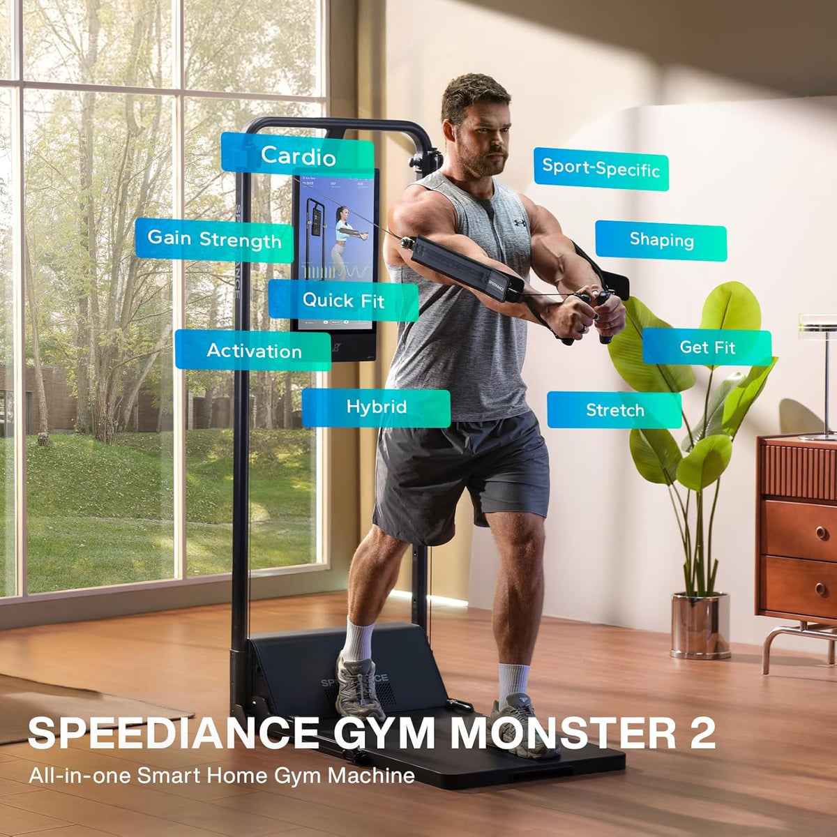 Home Gym, Smart AI-Powered Multi-Functional Smith Machine for Full Body Strength Training, All-in-one Gym Equipment, Digital Weight System, Workout Station, Squat Rack, Gym Monster 2