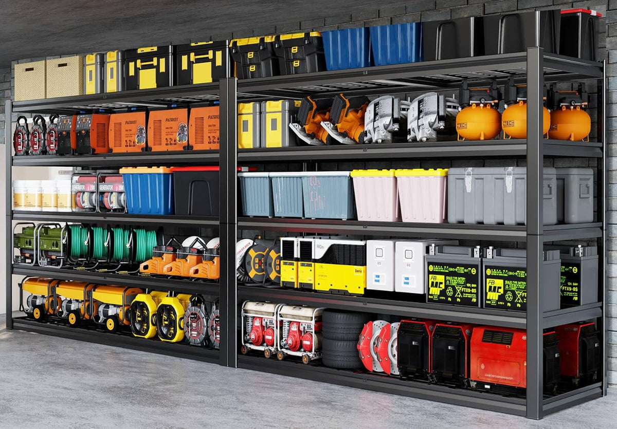 67" Wide 5-Tier Garage Shelving Unit, 67" W x 24" D x 84" H, Heavy Duty Garage Storage Shelves,3500 LBS Capacity, Industrial Adjustable Shelves for Basement, 2 Pack
