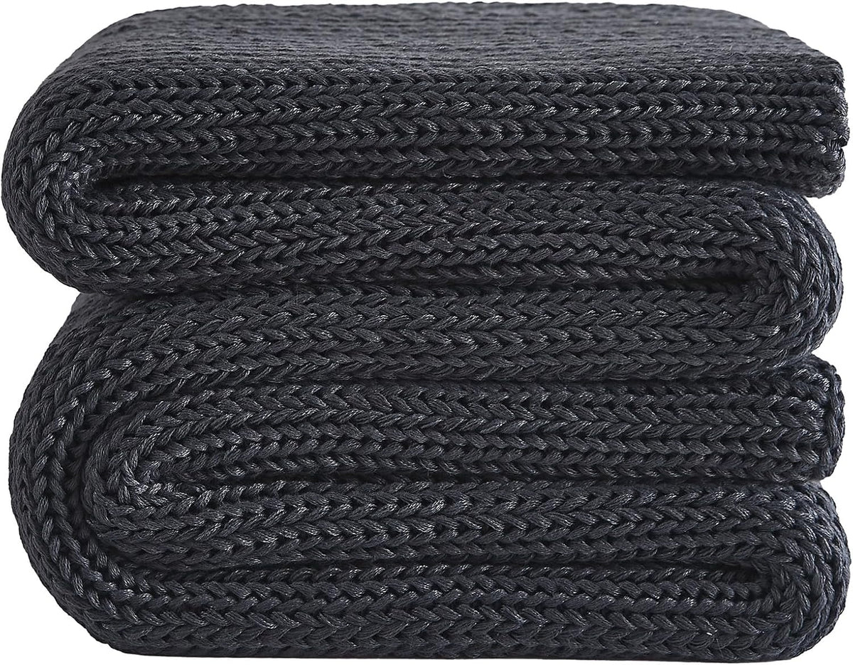 L'AGRATY Knitted Weighted Blanket - 48"x72" 20lbs Cooling Chunky Knit Heavy Blanket for Adults Braided Crochet Throw Thick Cable Yarn Knit Decorative No Beads Evenly Weighted Machine Washable