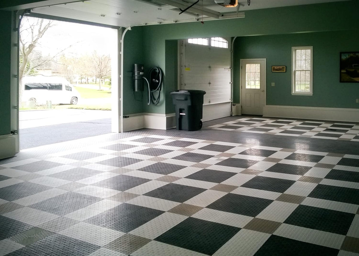 Big Floors GarageTrac Diamond, Interlocking Non-Slip Garage Flooring Tile, Durable, Modular, Heavy-Duty Copolymer, Easy Install (Black, 12 Pack of 12 x 12" Tiles)