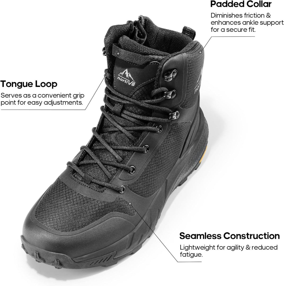 NORTIV 8 Men's Military Tactical Boot Lightweight Comfortable Boots for Work All Day Side Zipper Motorcycle Combat Hiking Boots Metrostrike(8-9 Inches)