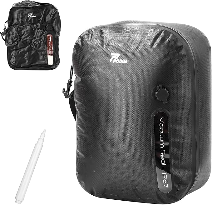 Vacuum Bags for Travel, 180° Open Zipper, IP67 Waterproof, Reusable Space Saver Compression Bags for Backpack, Suitcase, Home Storage(1 Pack, No Pump)