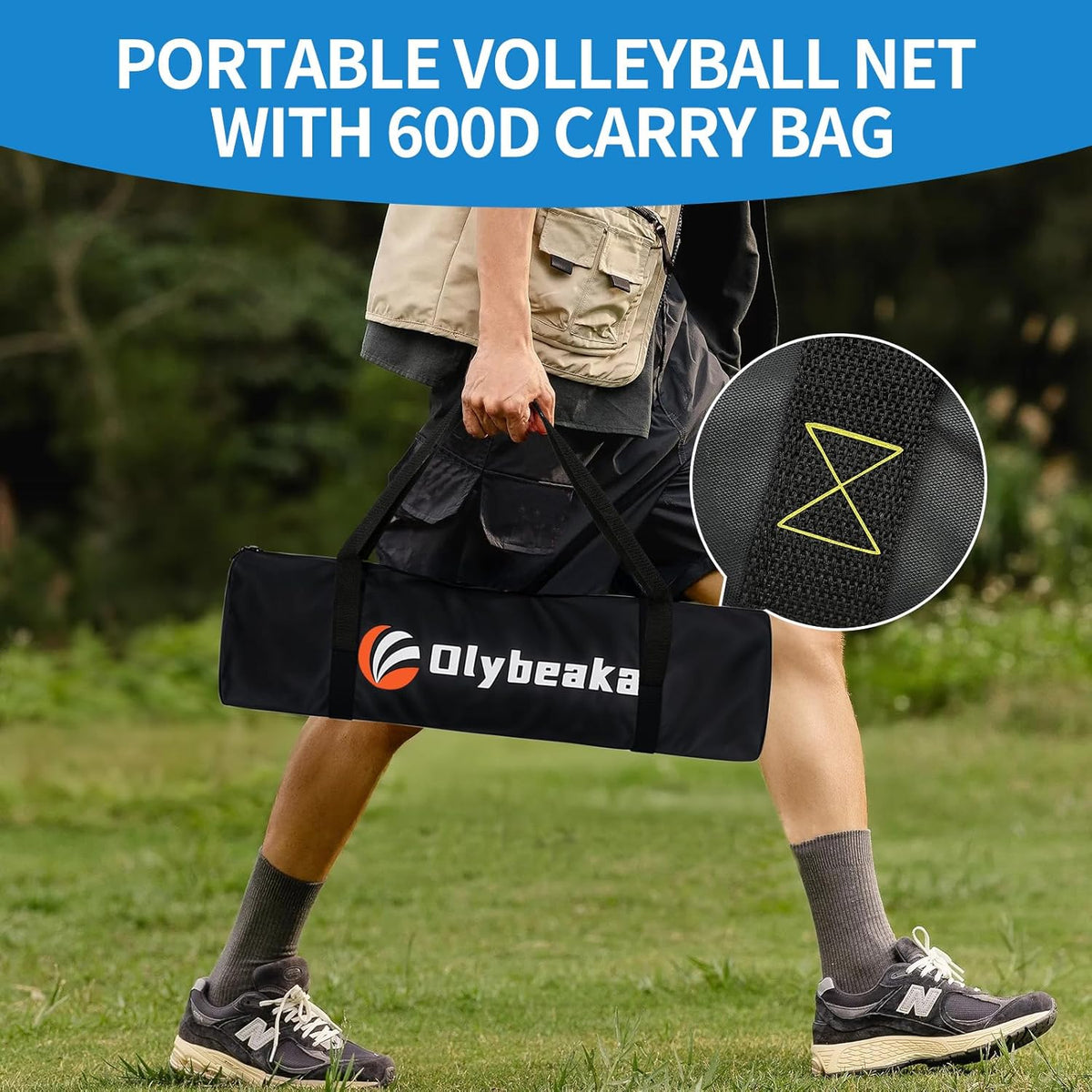 Portable Outdoor Volleyball Net Set for Backyard Beach with Adjustable Poles, Soft PU Volleyball & Pump, Carry Bag and Durable Anti-Sagging Net