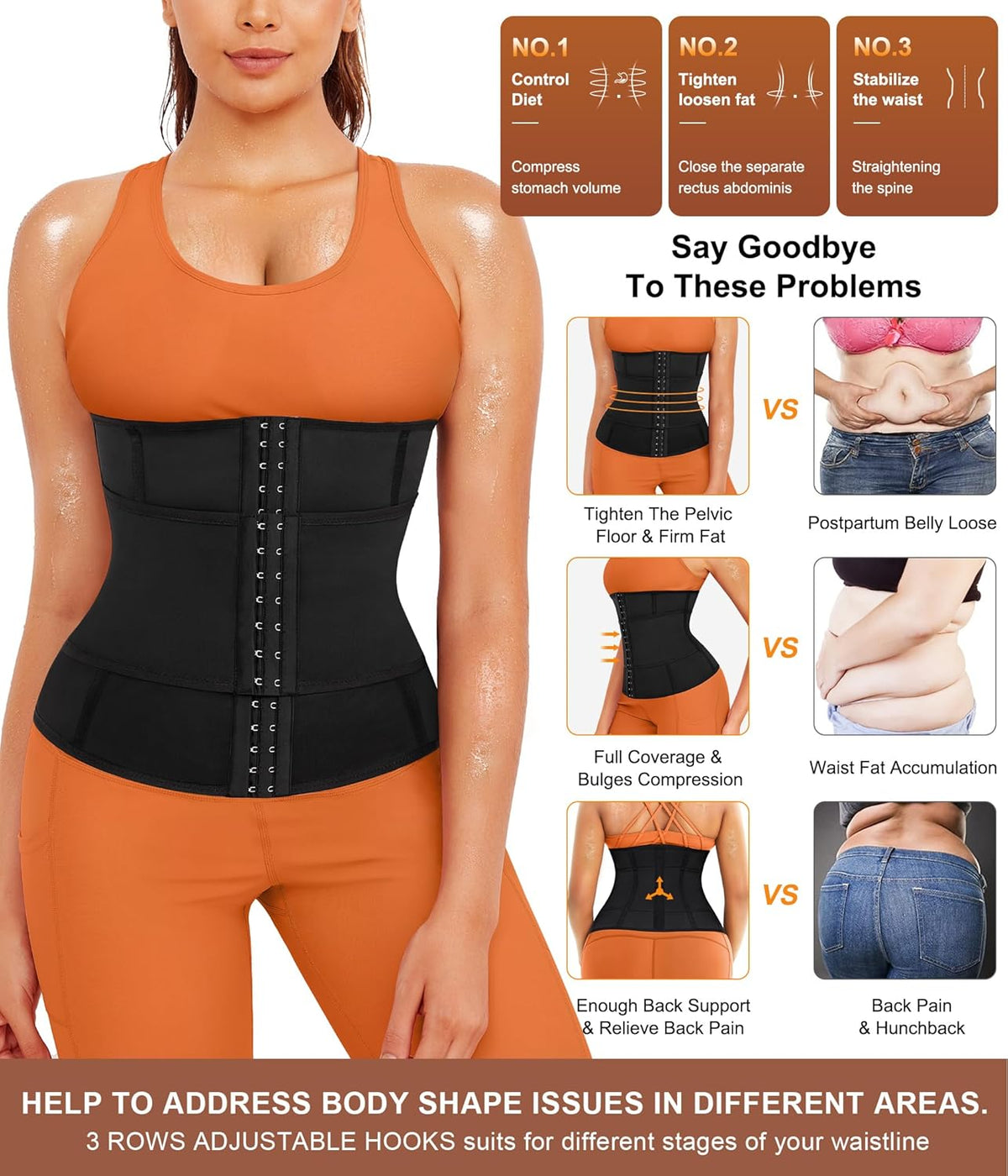 TrainingGirl Waist Trainer for Women Belly Working Out Trimmer Corset Sauna Sweat Belt Band Stomach Wrap Body Shaper Fajas