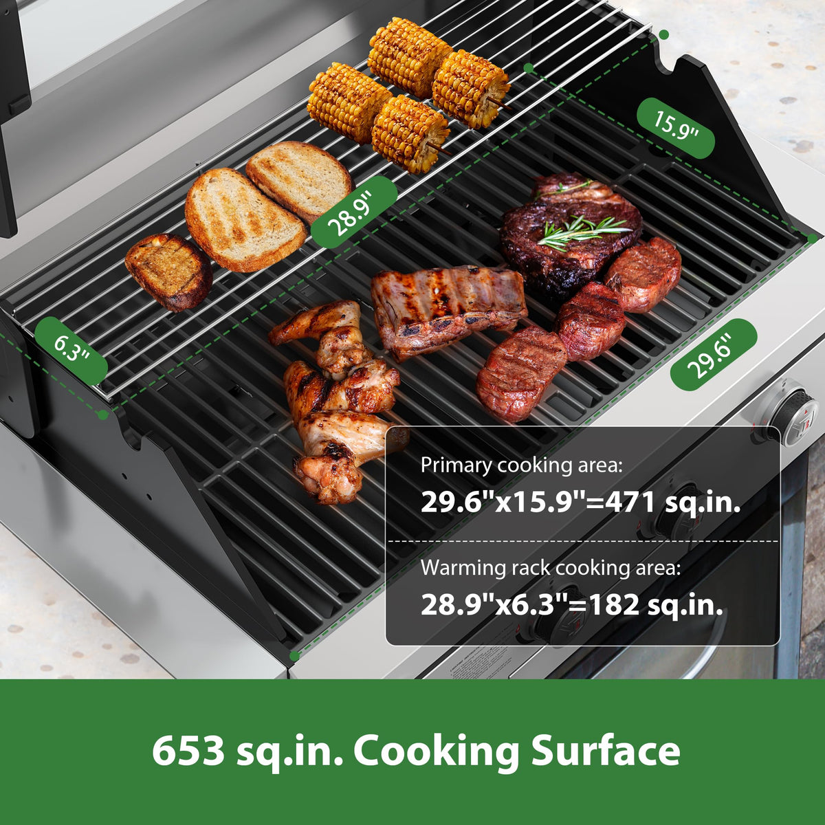 Brand-Man Gas Grill Built-In Head, 30-Inch 4-Burner Propane Grill, Natural Gas Convertible, Heavy Duty 304 Stainless Steel 40,000BTUs BBQ Island Outdoor Kitchen