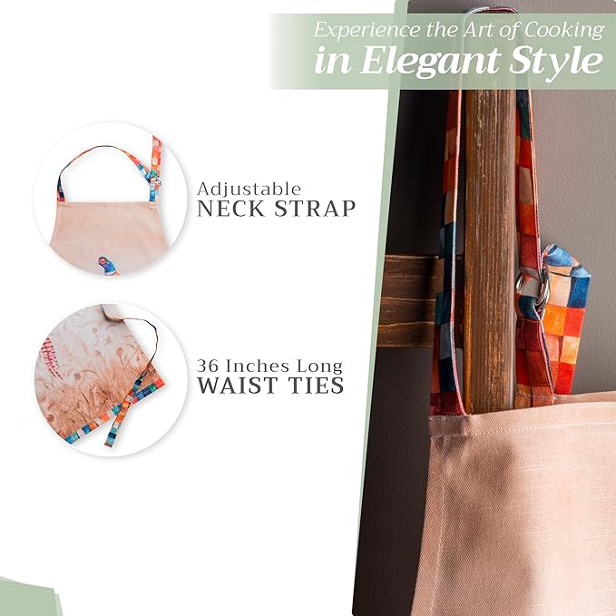 Maison d' Hermine 100% Cotton Apron for women with Pocket Kitchen Chef Apron for Men Cooking Mothers Day Gifts
