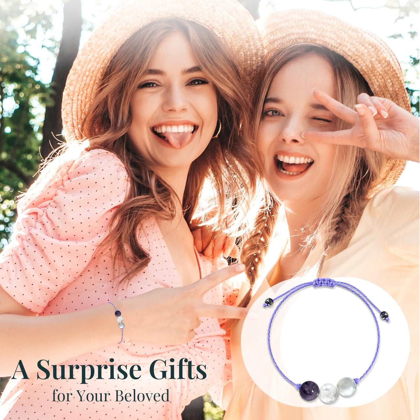 ZOKCC Crystal Healing Bracelets Gifts for Women: Spiritual Natural Healing Stone Anxiety Protection Bracelets Birthday Christmas Gifts for Friends Sister Coworker Nurse Teacher