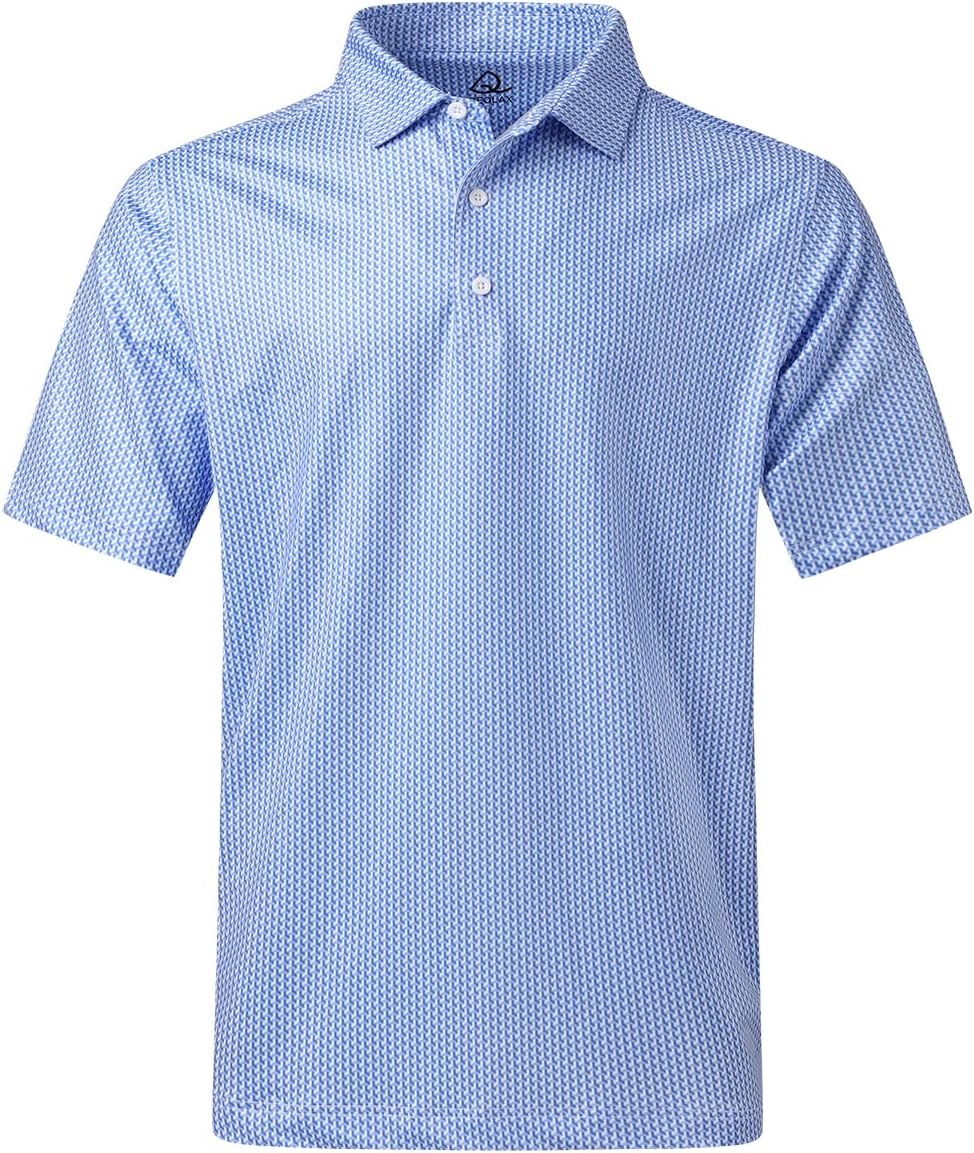 DEOLAX Mens Polo Shirts Fashion Print Mens Golf Shirt Dry Fit Mens Golf Polo Short Sleeve Quick Dry Funny Golf Shirt for Men