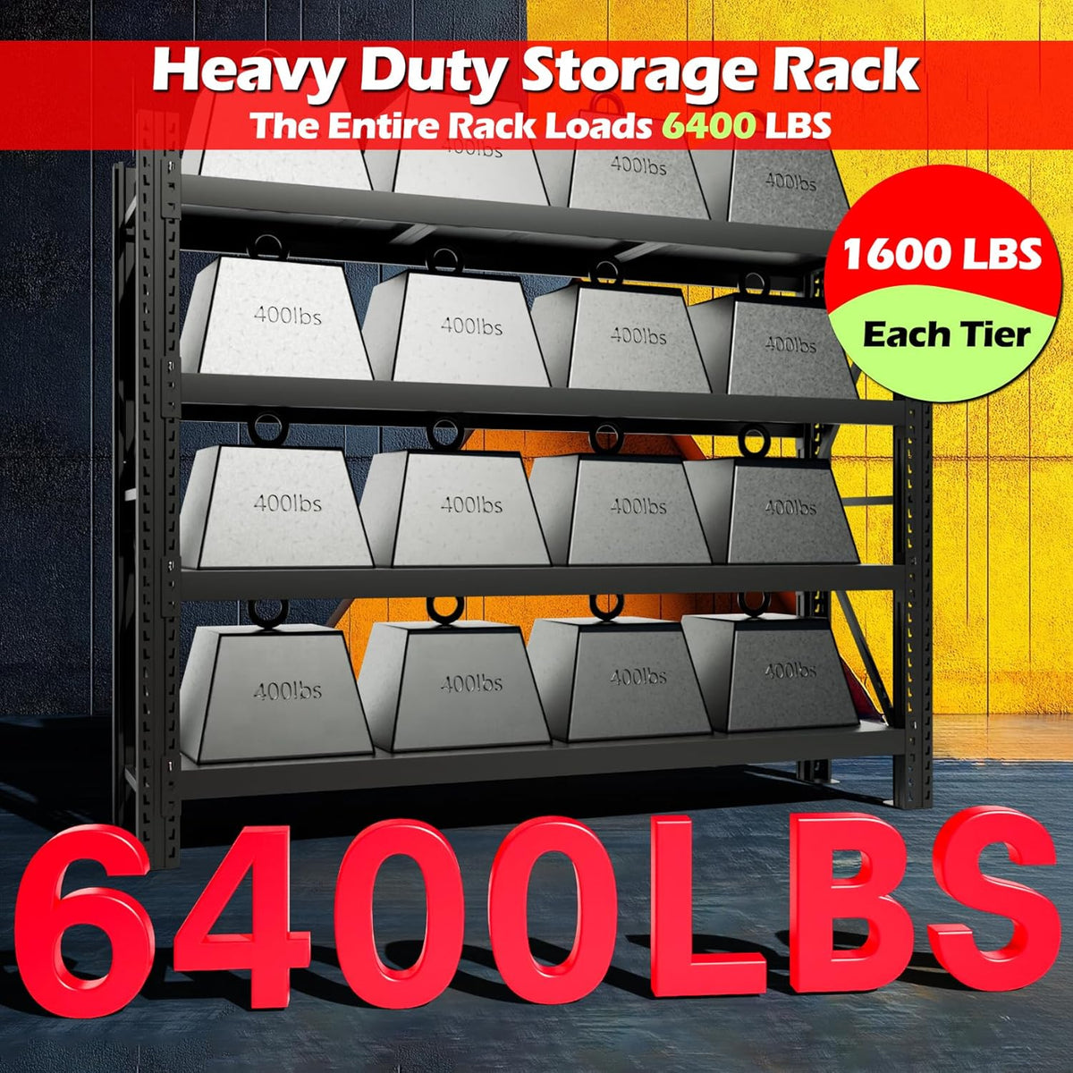 Garage Shelving Heavy Duty - 6.5ft W Extra Large Metal Shelving Units and Storage for 6500lbs, 4tier Adjustable Basement Storage Industrial Shelves Pallet Racking Organizer (23.6"D *78.7"W * 78.7"H)