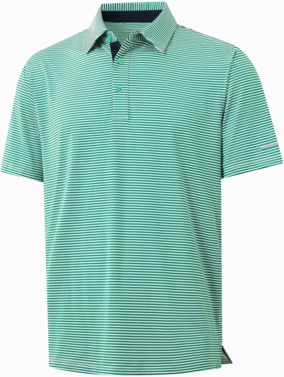 Golf Shirts for Men - Moisture Wicking Short Sleeve Performance Sport Casual Striped Collared Mens Polo Shirt