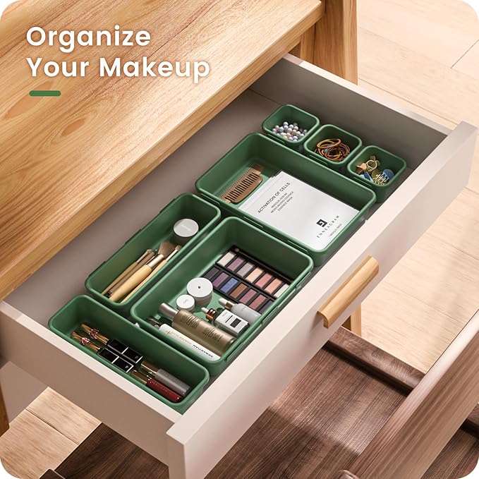 A-LuGei 【 & 5 Size】 Tool Box Organizer Tray Divider Set,【Army Green】 Desk Drawer Organizer,Garage Organization and Storage Toolbox Accessories Rolling Tool Chest Cart WorkBench Small Part
