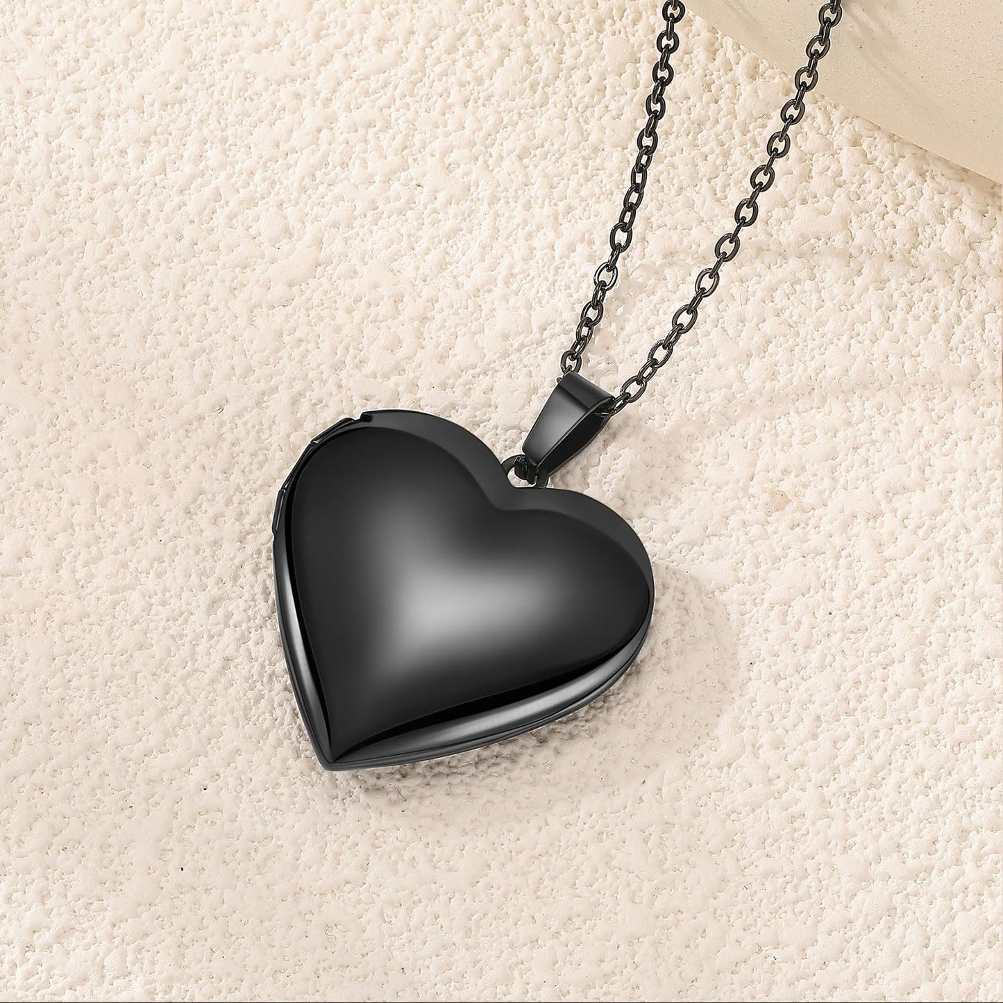 PHOCKSIN Black Heart Locket Necklace 12 Birth Flowers Personalized Love Heart Necklace that Holds Pictures Customized Gifts Locket Necklaces for Birthday